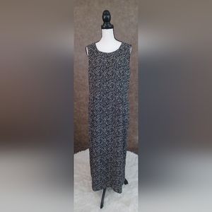 Women's Casual Black Floral Zip and Hook Lined Maxi Sundress Size 16